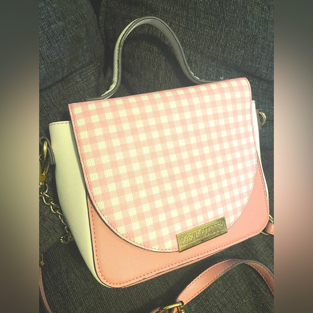 Steve Madden Crossbody Pink and White checkered bag